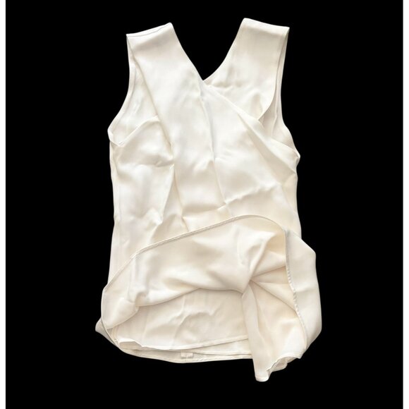 CELINE Paris 100% Silk Cross Front Top Off White Size 34 Made in France NWT - Picture 8 of 10